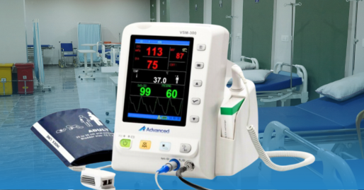 Monitor de Signos vitales: Con Pantalla de 5,7 pulgadas. Monitoreo de presion arterial, SpO2, y temperatura por sonda, Comunicación bidireccional con estación central de monitoreo.