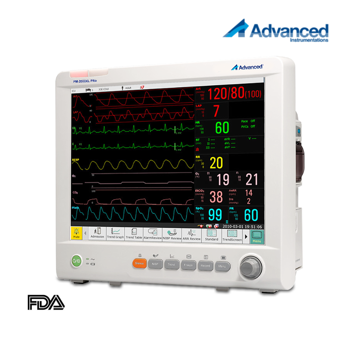 Monitor multiparametros 12.1"TS. PM2000XLplus + IBP + CO2 respironics, Advanced